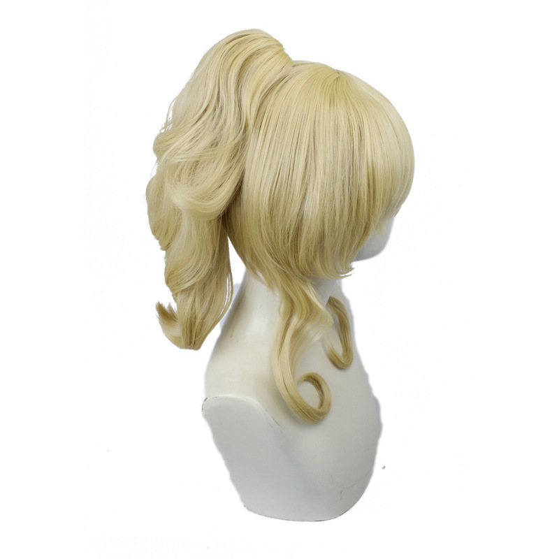 Genshin Impact Knights of Favonius Jean Cosplay Wig Blonde Medium Wig with Cap Anime Wigs for Female 45CM