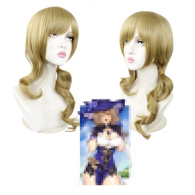 Genshin Impact Lisa Cosplay Wig 45 cm Blonde Curly Hair Wig with Cap Anime Wigs for Women 45CM