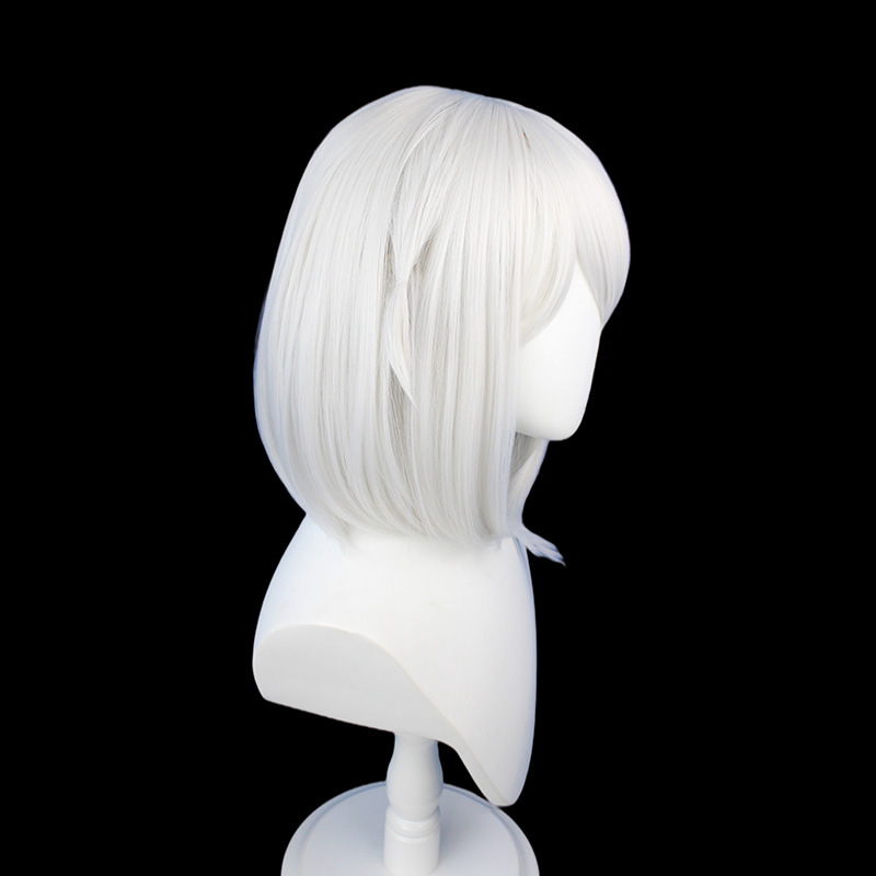 Genshin Impact |Paimon Hostess Cosplay Wig Short Silver Gray Traveler Style 35cm