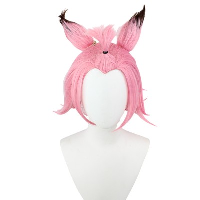 【Whiskered Winemaker】Diona Genshin Impact Cosplay Wig - Sip on Adventure with Charming Pink-Brown, 30CM Cutely Cropped & Snug Cap