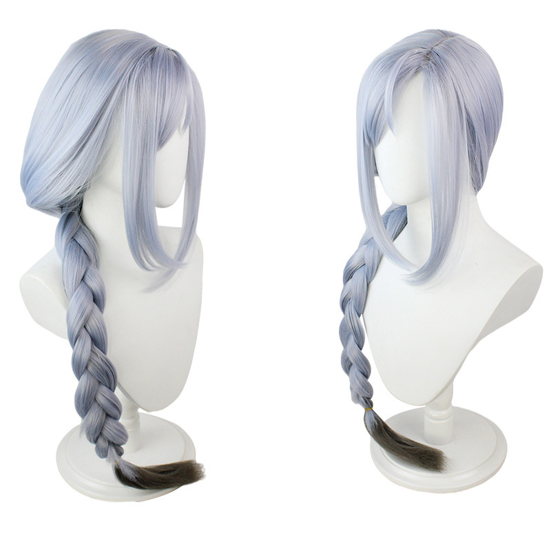 Genshin Impact Shenhe Cosplay Wig Light Blue Long Wig with Cap Anime Wigs 80CM