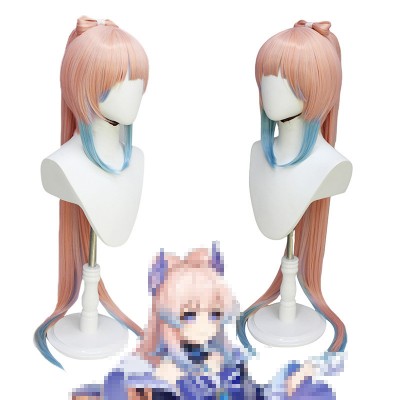 Genshin Impact Cosplay Wig Sangonomiya Kokomi Gradient Highlights with High Ponytail and Bow