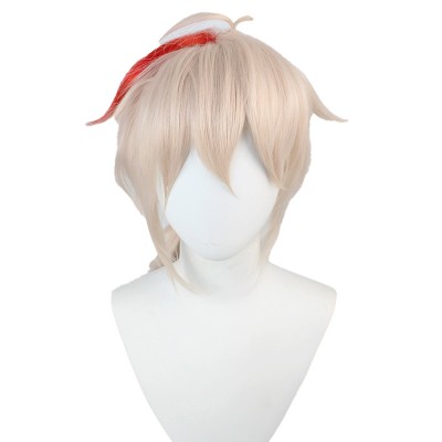 Genshin Impact Kamisato Ayato Cosplay Wig Blonde Wig with Cap Anime Wigs for Men Halloween Christmas Carnival Party Comic Con 45CM