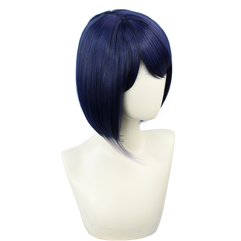 Genshin Impact Kujou Sara Cosplay Wig Dark Blue Short Hair 30CM