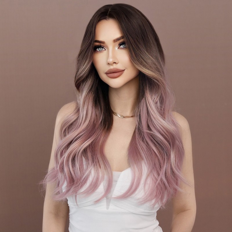 Synthetic Wig Light Purple Wig Long Wavy Hair Puffy Ready to Go