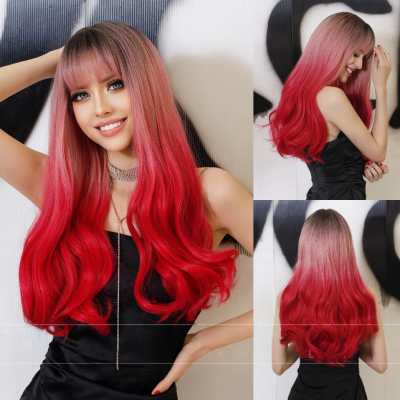 Pink Long Curly Wig 65cm 0309