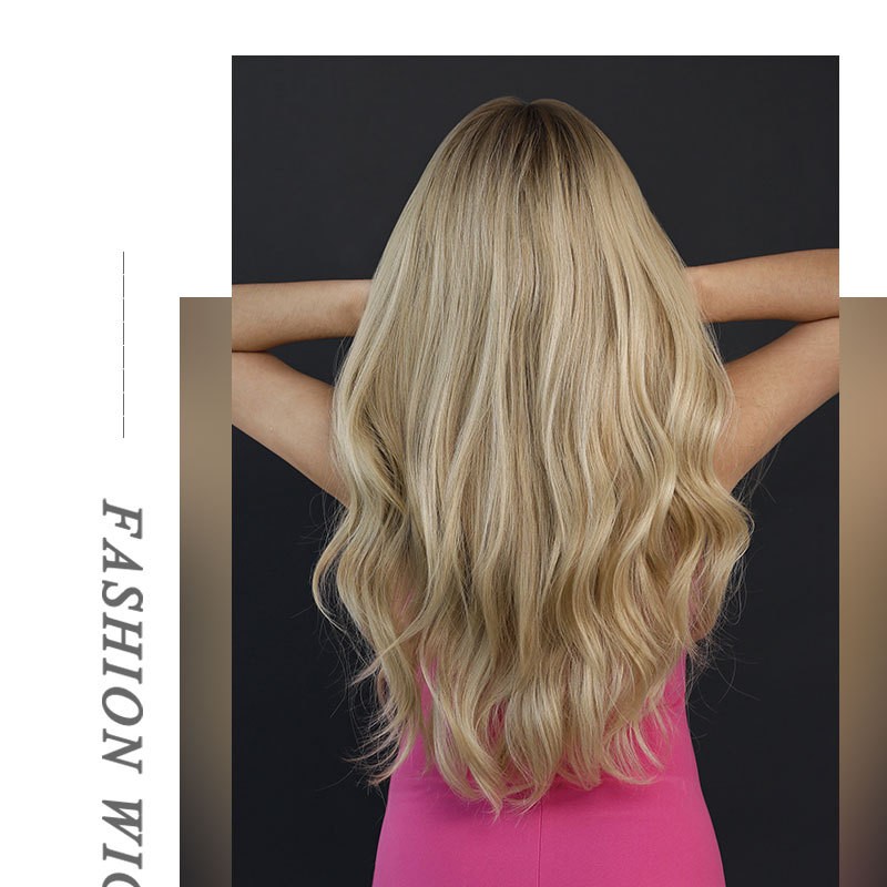Elegant Milk Tea Blonde Big Waves with Bangs Wig