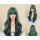 Long Wavy Wig with Straight Bangs and Trendy Highlights