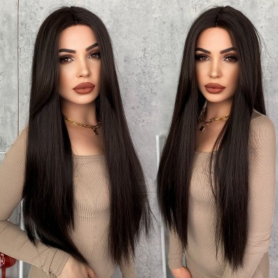 Synthetic Wig Long Straight Hair T-shaped Handwoven Lace Wig for Women with Long Hair Natural Lace