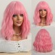 Synthetic Wig Multicolor Wigs Short Wavy Hair With Puffy With Air Bangs Ready to Go