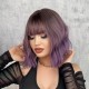 Synthetic Wig Purple Water Ripple Wig for Women With Pear Short Curly Hair And Air Bangs Ready to Go
