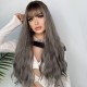 Synthetic Wig Gray Gradient Wig For Women With Long Curly hair And Bangs Ready To Go