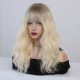 Synthetic Wig Female Haze Blue Wig Wavy Medium-Length Curly Hair Ready to Go