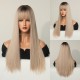 Champagne Blonde Long Straight Wig with Straight Bangs