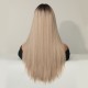 Champagne Blonde Long Straight Wig with Straight Bangs
