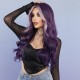 Synthetic Wig Large Wavy Wig Highlights Purple Long Curly Hair Ready to Go