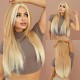 Elegant Tea and Gold Layered Long Straight Wig with Highlights