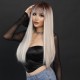Synthetic Wig Long Straight Hair Highlight Champagne Blonde Wig Lolita Ready to Go