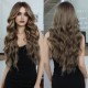 Elegant Brown Wig with Fringe Bangs and Voluminous Waves