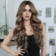 Elegant Brown Wig with Fringe Bangs and Voluminous Waves
