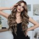 Elegant Brown Wig with Fringe Bangs and Voluminous Waves