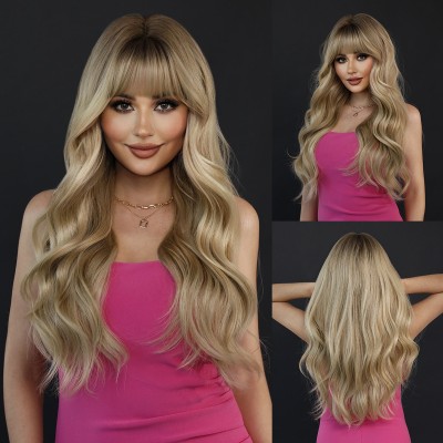 Synthetic Wig Yinraohair Blonde Wig Long Curly Hair Ready to Go