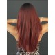 Raspberry Red Long Straight Wig with Bangs and Ombre Root Synthetic Wig