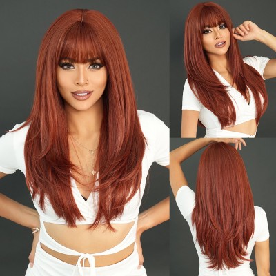 Synthetic Wig Wine Red Wig Long Curly Hair Fashionable Ready to Go