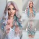 Starry Purple Highlights Lace Front Middle Part Curly Wig