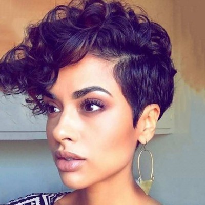 Black Vibrance Synthetic Wig, Short Curly Afro – Compact Small Coils, Trendy Headgear, Ignite Confidence, Release Your Charisma 27cm