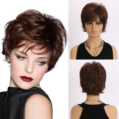 Synthetic Wig Women's Fashion Realistic Natural Dark Brown Short Curly Hair Headgear