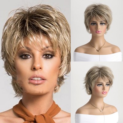Synthetic Wig Light Blonde Short Curly Hair Small Curly Wig Headgear 