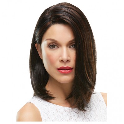 Synthetic Wig Brown Highlight Short Straight Hair 