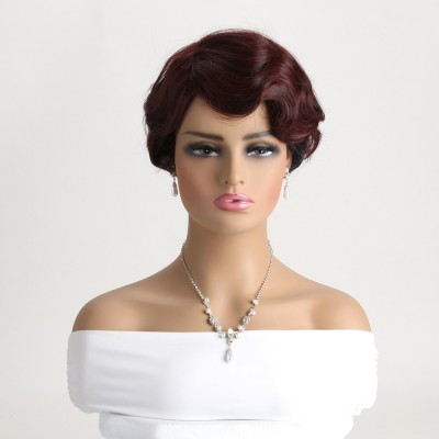 Synthetic Wig Women's Vintage Short Curly Hair Multi-colored