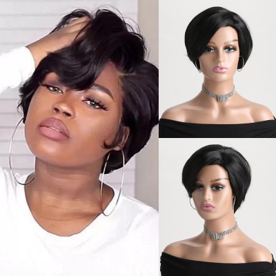 Synthetic Wig Black Short Straight Hair