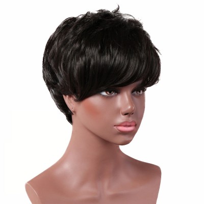 Synthetic Wig Black Short Curly Hair Small Curly Wig Headgear 