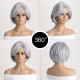Synthetic Wig Silver Side Parting Curly Short Hair Wigs for Women