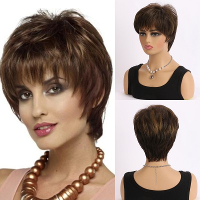 Synthetic Wig Light Brown Short Curly Hair Small Curly Wigs for Women