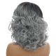 Synthetic Wig Black Sliver Medium-Length Curly Hair Wigs for Women
