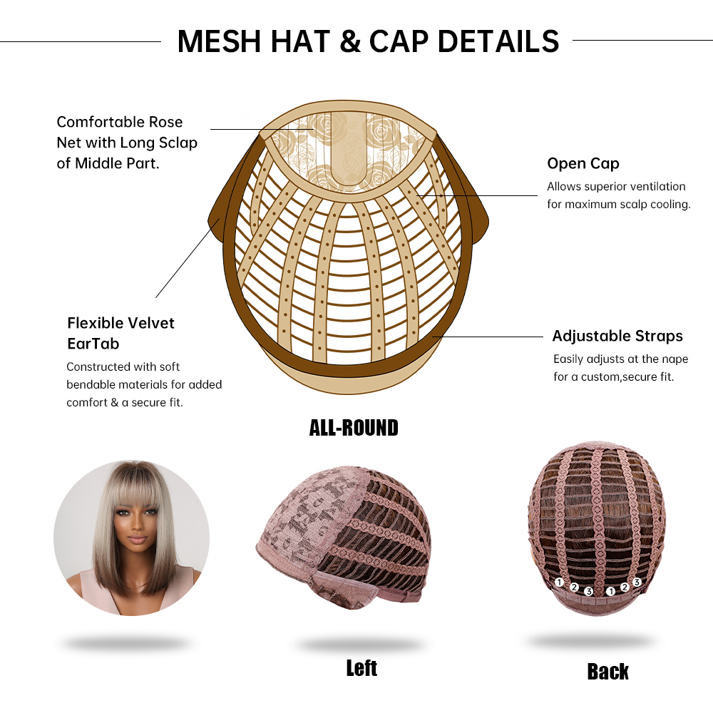 Set of wig caps in various colors for versatile wig styling