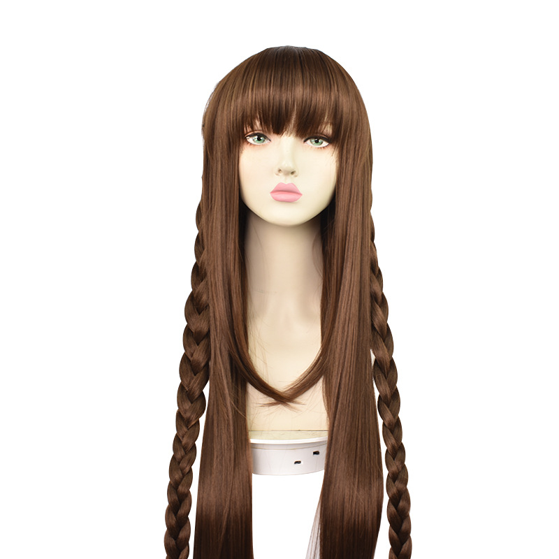Indulge in couture elegance with this brown long wig, complemented by a fashionable cap for an ultimate fusion of style and anime allure