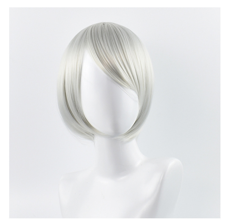 A short silver hair cosplay wig for sale, perfect for costume enthusiasts