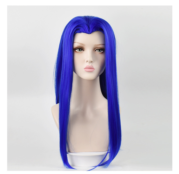 Long blue hair cosplay wig, perfect for anime-inspired costumes