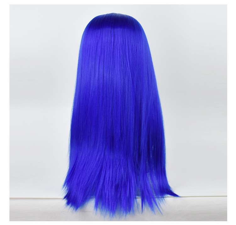 Blue wig with long hair, designed for anime cosplay