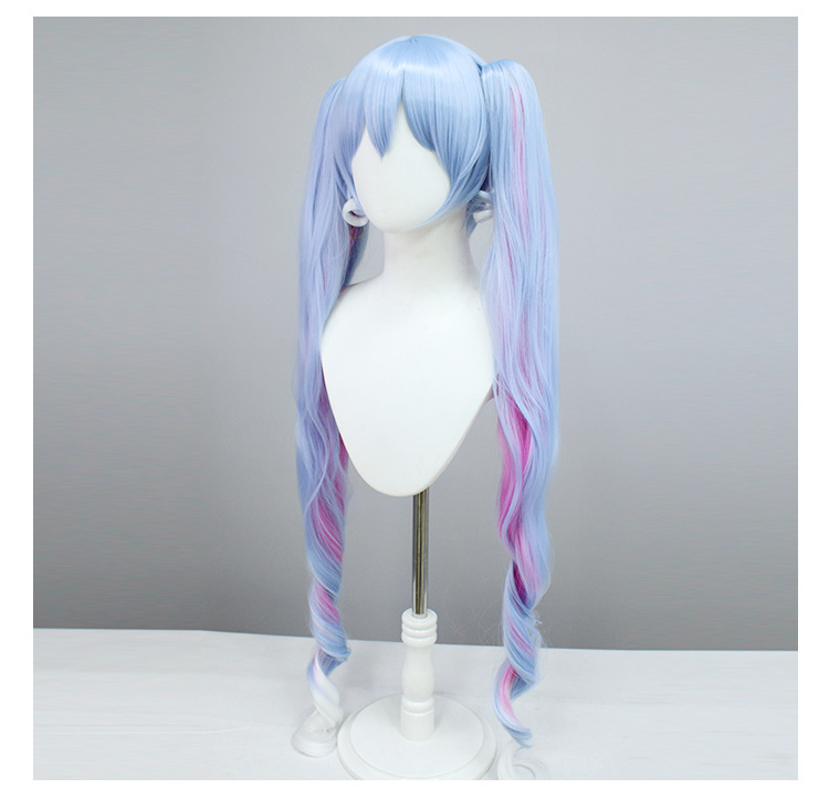 Adorn yourself in ethereal elegance with this blue and white wig, curated for female anime characters, delivering a captivating and otherworldly presence