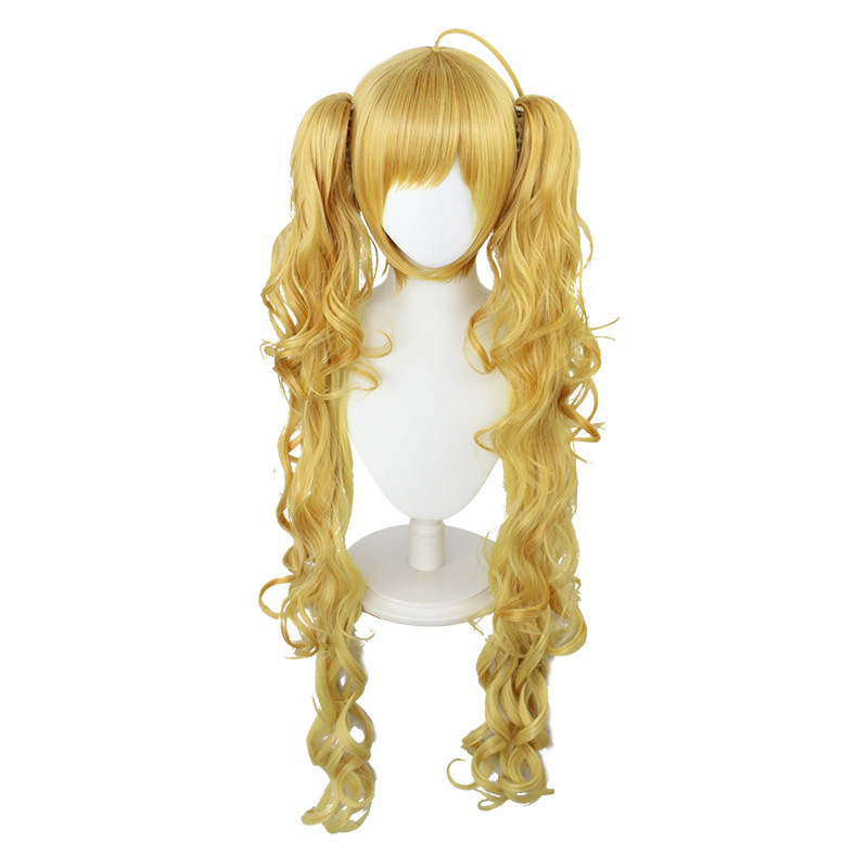 120cm blonde curly long cosplay wig with cap, perfect for anime characters
