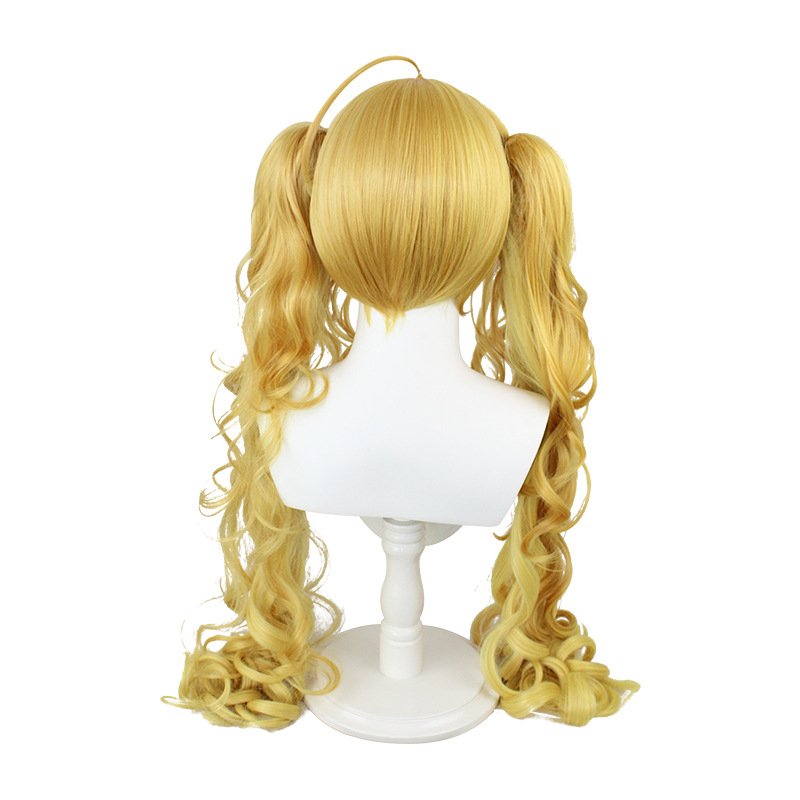 Stylish 120cm blonde anime wig with cap, curly long hair, ideal for cosplay