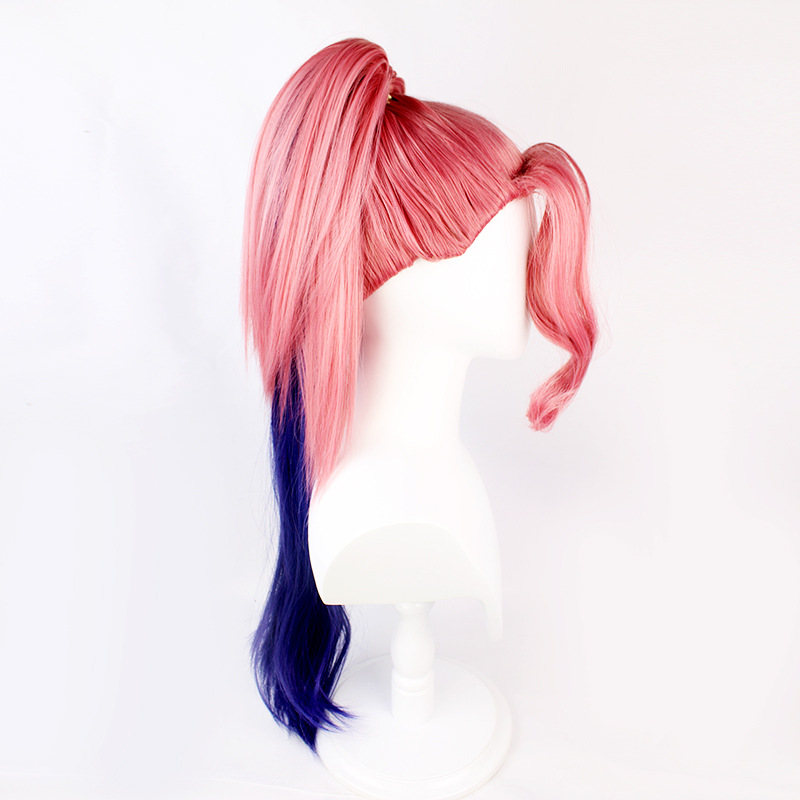 Cosplay Wig Pink and Dark Blue Long Wig with Cap Anime Wigs 