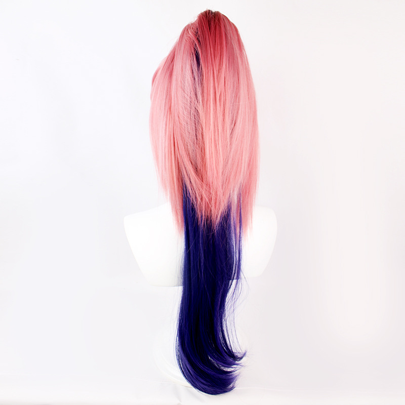 Make a bold statement with this vibrant pink and dark blue wig designed for anime cosplay. The included cap guarantees a secure and comfortable fit, making it an essential accessory for your cosplay collection