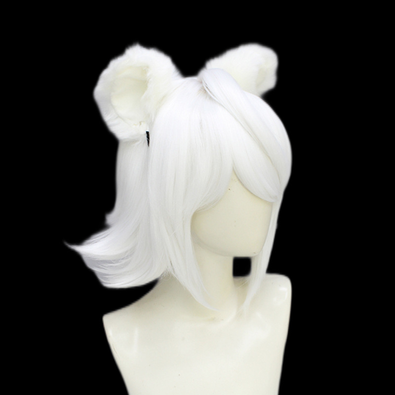 Achieve a bold anime transformation with this white short wig tailored for men. The cap adds comfort and stability, making it the perfect accessory for male cosplayers seeking a standout look